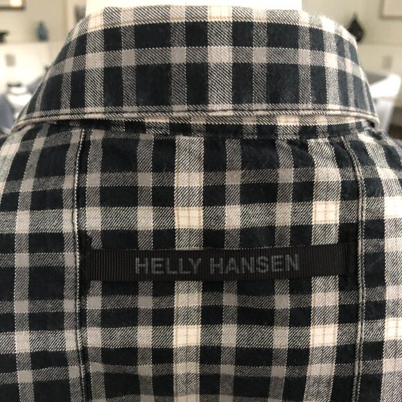 Helly Hansen Casual Cozy Snap Down Cotton Plaid Shirt Black Grey White Sz S - Picture 11 of 12